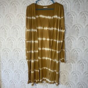 Maurices Women's Yellow/Gold Stripe Long Sleeve Knit Cardigan Duster Size Medium